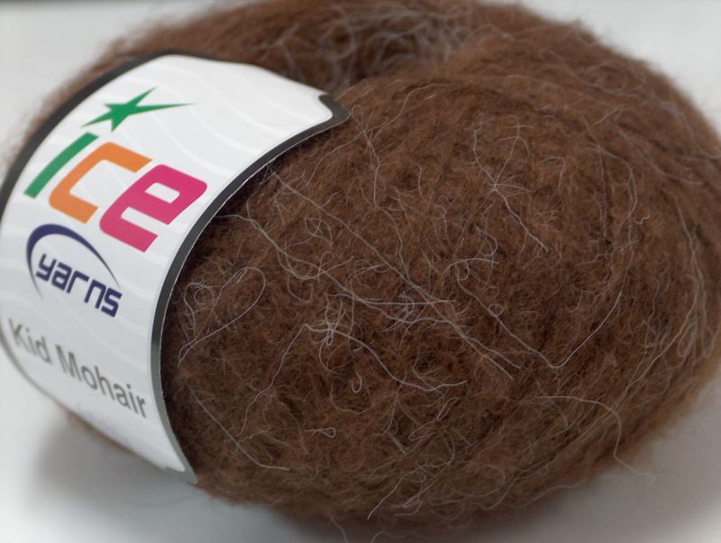 300 GR ICE HAND KNITTING YARN KID MOHAIR DARK BROWN