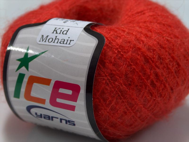 300 GR ICE HAND KNITTING YARN KID MOHAIR LIGHT RED