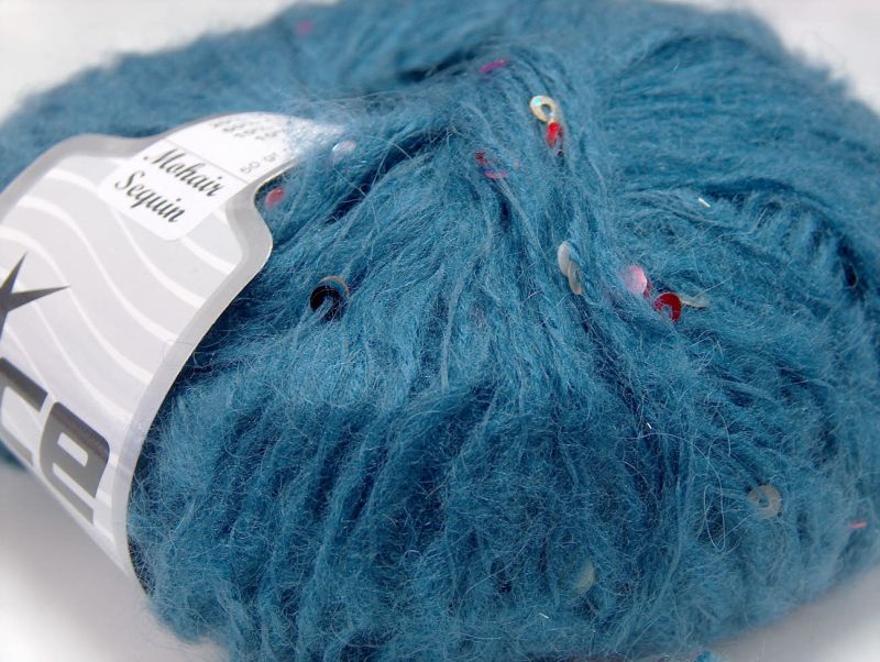 300 GR ICE HAND KNITTING YARN MOHAIR SEQUIN SMOKED BLUE