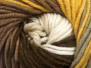 Fiber Content 100% Acrylic, Yellow, White, Brand ICE, Brown Shades, Yarn Thickness 5 Bulky  Chunky, Craft, Rug, fnt2-50839