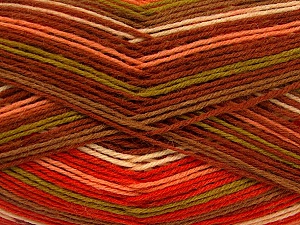 Fiber Content 75% Superwash Wool, 25% Polyamide, Salmon, Orange, Brand Ice Yarns, Green, Brown, Yarn Thickness 1 SuperFine  Sock, Fingering, Baby, fnt2-51909
