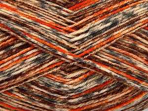 Fiber Content 75% Superwash Wool, 25% Polyamide, Orange, Brand Ice Yarns, Grey, Cream, Brown, Yarn Thickness 1 SuperFine  Sock, Fingering, Baby, fnt2-52155