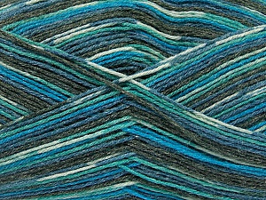 Fiber Content 50% Superwash Merino Wool, 25% Polyamide, 25% Bamboo, Turquoise, Brand Ice Yarns, Grey, Blue, Yarn Thickness 1 SuperFine  Sock, Fingering, Baby, fnt2-52243