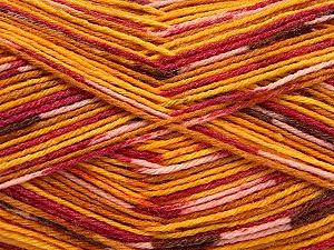 Fiber Content 50% Superwash Merino Wool, 25% Polyamide, 25% Bamboo, Yellow, Pink, Orange, Brand Ice Yarns, Gold, Yarn Thickness 1 SuperFine  Sock, Fingering, Baby, fnt2-52391