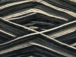 Fiber Content 75% Superwash Wool, 25% Polyamide, Brand Ice Yarns, Grey, Cream, Black, Yarn Thickness 1 SuperFine  Sock, Fingering, Baby, fnt2-54430