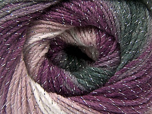 Fiber Content 95% Acrylic, 5% Lurex, White, Purple, Lilac, Brand ICE, Grey Shades, Yarn Thickness 3 Light  DK, Light, Worsted, fnt2-56089 