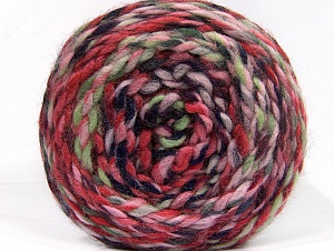 Fiber Content 70% Acrylic, 30% Wool, Pink Shades, Navy, Mint Green, Brand Ice Yarns, Yarn Thickness 6 SuperBulky  Bulky, Roving, fnt2-58152