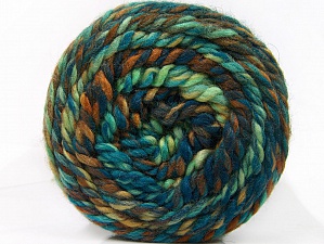 Fiber Content 70% Acrylic, 30% Wool, Turquoise, Brand Ice Yarns, Green Shades, Brown Shades, Yarn Thickness 6 SuperBulky  Bulky, Roving, fnt2-58158
