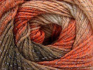 Fiber Content 95% Acrylic, 5% Lurex, Orange, Brand ICE, Brown Shades, Yarn Thickness 3 Light  DK, Light, Worsted, fnt2-61101 