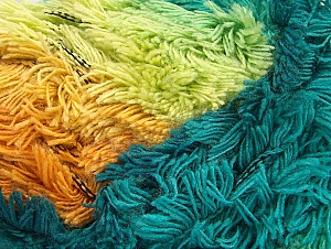 Fiber Content 95% Acrylic, 5% Polyester, Turquoise Shades, Orange, Light Green, Brand Ice Yarns, Gold, Camel, Yarn Thickness 6 SuperBulky Bulky, Roving, fnt2-61126