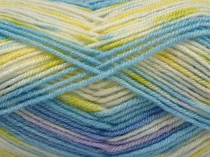 Fiber Content 75% Premium Acrylic, 25% Wool, Yellow, White, Light Lilac, Brand Ice Yarns, Green, Blue Shades, Yarn Thickness 3 Light DK, Light, Worsted, fnt2-67254