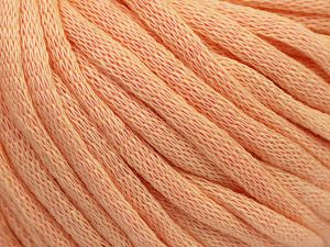 This is a tube-like yarn with soft cotton fleece filled inside. Fiber Content 70% Cotton, 30% Polyester, Light Salmon, Brand Ice Yarns, Yarn Thickness 5 Bulky  Chunky, Craft, Rug, fnt2-67310