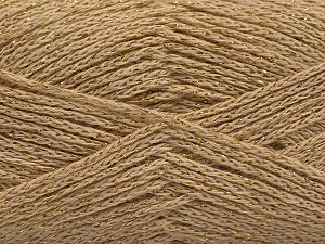 Fiber Content 88% Cotton, 12% Metallic Lurex, Brand Ice Yarns, Dark Cream, fnt2-67830
