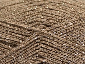 Fiber Content 88% Cotton, 12% Metallic Lurex, Light Camel, Brand Ice Yarns, fnt2-67831