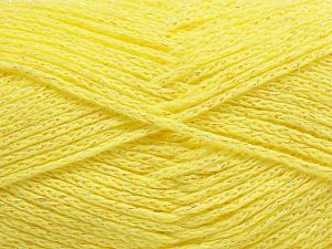 Fiber Content 88% Cotton, 12% Metallic Lurex, Light Yellow, Iridescent, Brand Ice Yarns, fnt2-67832