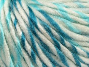 Fiber Content 85% Acrylic, 15% Wool, White, Turquoise Shades, Brand Ice Yarns, fnt2-69012