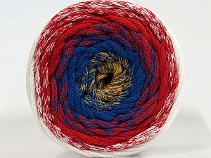 Please be advised that yarns are made of recycled cotton, and dye lot differences occur. Fiber Content 100% Cotton, White, Red, Brand Ice Yarns, Gold, Blue, Yarn Thickness 4 Medium  Worsted, Afghan, Aran, fnt2-70668