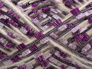 Fiber Content 50% Polyester, 5% Metallic Lurex, 25% Wool, 10% Polyamide, 10% Acrylic, Purple, Light Lilac, Brand Ice Yarns, Ecru, fnt2-71254