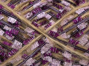 Fiber Content 50% Polyester, 5% Metallic Lurex, 25% Wool, 10% Polyamide, 10% Acrylic, Purple, Light Lilac, Light Camel, Brand Ice Yarns, fnt2-71255