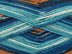 Fiber Content 75% Superwash Wool, 25% Polyamide, Brand Ice Yarns, Camel, Blue Shades, fnt2-72113