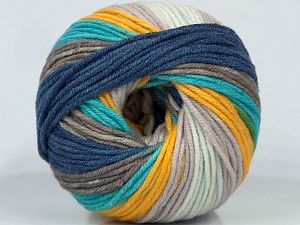 Fiber Content 50% Acrylic, 50% Cotton, Yellow, Turquoise, Lilac, Brand Ice Yarns, Cream, Camel, Blue, fnt2-72631 