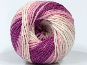 Fiber Content 50% Acrylic, 50% Cotton, White, Pink Shades, Lavender, Brand Ice Yarns, fnt2-72863 