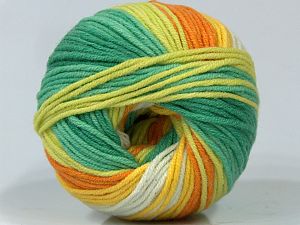 Fiber Content 50% Acrylic, 50% Cotton, Yellow, White, Orange, Brand Ice Yarns, Green Shades, fnt2-72866 