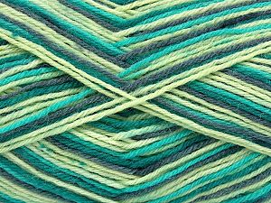Machine Washable. Fiber Content 75% Superwash Wool, 25% Polyamide, Brand Ice Yarns, Grey, Green Shades, fnt2-73970