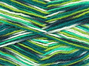 Machine Washable. Fiber Content 75% Superwash Wool, 25% Polyamide, Brand Ice Yarns, Grey, Green Shades, Cream, fnt2-73971