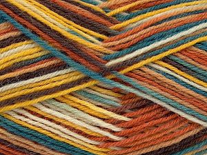 Machine Washable. Fiber Content 75% Superwash Wool, 25% Polyamide, Yellow, Turquoise, Brand Ice Yarns, Gold, Cream, Camel, fnt2-73972