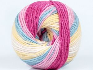 Fiber Content 50% Acrylic, 50% Cotton, Yellow, Pink Shades, Light Cream, Brand Ice Yarns, Blue, fnt2-74001 