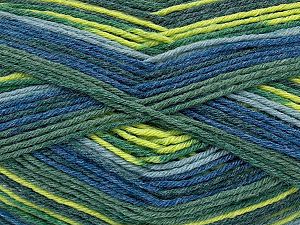 Machine Washable and Dryable Fiber Content 75% Virgin Wool, 25% Polyamide, Light Grey, Jeans Blue, Brand Ice Yarns, Green Shades, fnt2-74002 