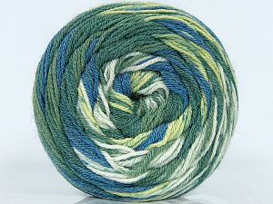 Machine Washable. Fiber Content 35% Superwash Wool, 30% Bamboo, 25% Polyamide, 10% Silk, Brand Ice Yarns, Green Shades, Blue, fnt2-74172 