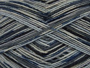 Machine Washable. Fiber Content 75% Superwash Wool, 25% Polyamide, Brand Ice Yarns, Grey Shades, Blue, fnt2-74841