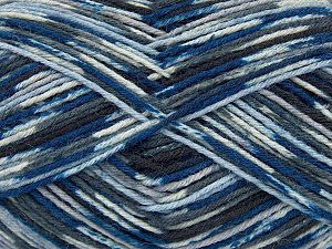 Machine Washable. Fiber Content 75% Superwash Wool, 25% Polyamide, Brand Ice Yarns, Grey, Blue Shades, Black, fnt2-74842
