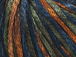Fiber Content 70% Polyamide, 19% Merino Wool, 11% Acrylic, Brand Ice Yarns, Green, Copper, Blue, fnt2-75016