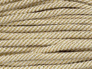Fiber Content 40% Polyester, 35% Metallic Lurex, 25% Cotton, White, Brand Ice Yarns, Gold, fnt2-76459
