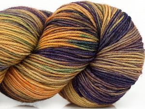 Please note that this is a hand-dyed yarn. Colors in different lots may vary because of the charateristics of the yarn. Also see the package photos for the colorway in full; as skein photos may not show all colors. Fiber Content 75% Superwash Merino Wool, 25% Polyamide, Purple, Brand Ice Yarns, Green, Gold, fnt2-76806