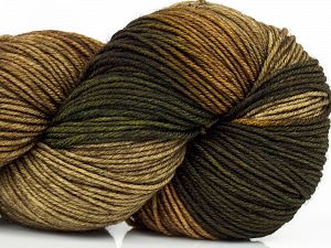 Please note that this is a hand-dyed yarn. Colors in different lots may vary because of the charateristics of the yarn. Also see the package photos for the colorway in full; as skein photos may not show all colors. Fiber Content 75% Superwash Merino Wool, 25% Polyamide, Khaki Shades, Brand Ice Yarns, fnt2-76808 