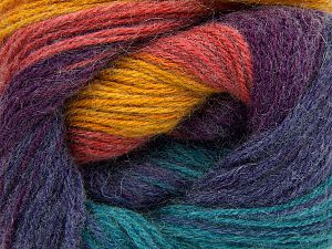 Fiber Content 60% Acrylic, 20% Angora, 20% Wool, Turquoise, Salmon, Purple, Brand Ice Yarns, Gold, fnt2-77546
