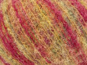 Fiber Content 36% Polyamide, 31% Extrafine Merino Wool, 30% Baby Alpaca, 3% Elastan, Brand Ice Yarns, Green, Gold, Dark Fuchsia, fnt2-78246 