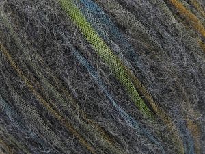 Fiber Content 63% Polyamide, 5% Merino Wool, 20% SuperKid Mohair, 11% Viscose, 1% Elastan, Brand Ice Yarns, Green, Brown, Blue, Anthracite Black, fnt2-78320 