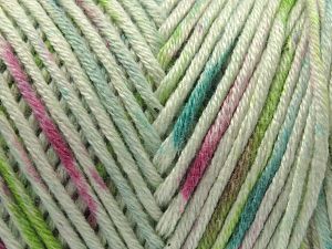 Global Organic Textile Standard (GOTS) Certified Product. CUC-TR-017 PRJ 805332/918191 Fiber Content 60% Organic Cotton, 40% Acrylic, Brand Ice Yarns, Green Shades, Fuchsia, Yarn Thickness 3 Light  DK, Light, Worsted, fnt2-78837 