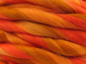 Fiber Content 80% Acrylic, 20% Wool, Salmon Shades, Brand Ice Yarns, Gold, Yarn Thickness 6 SuperBulky Bulky, Roving, fnt2-78845