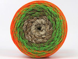 Please be advised that yarns are made of recycled cotton, and dye lot differences occur. Fiber Content 100% Cotton, Neon Orange, Brand Ice Yarns, Green, Cream, Camel, fnt2-79855