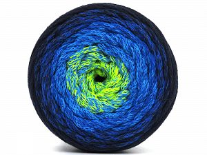 Please be advised that yarns are made of recycled cotton, and dye lot differences occur. Fiber Content 100% Cotton, Neon Green, Brand Ice Yarns, Dark Navy, Blue Shades, fnt2-79857
