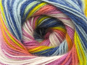 Fiber Content 75% Acrylic, 25% Angora, Yellow, White, Salmon, Pink, Brand Ice Yarns, Blue Shades, fnt2-80049