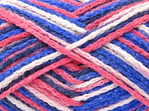 Fiber Content 50% Polyamide, 50% Acrylic, White, Salmon, Brand Ice Yarns, Blue Shades, fnt2-80075