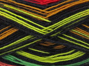 Fiber Content 75% Superwash Wool, 25% Polyamide, Salmon, Red, Brand Ice Yarns, Green Shades, Gold, Black, fnt2-80078