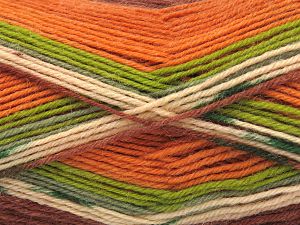 Fiber Content 75% Superwash Wool, 25% Polyamide, Brand Ice Yarns, Green Shades, Cream, Copper Shades, fnt2-80083